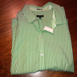 TALBOTS SIZE 14 Green White Striped SLEEVELESS Top